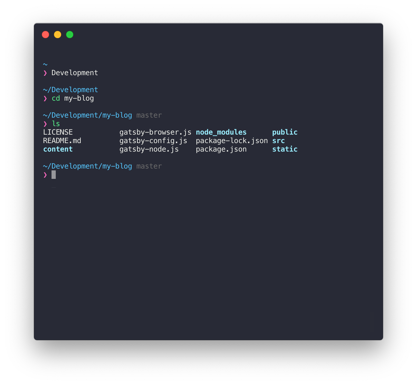 A preview of a terminal using Oh My ZSH with syntax highlighting and a custom theme
